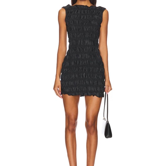 Lioness Dresses & Skirts - LIONESS NWT Guccio Mini Dress in Onyx Black Small Ruched Stretchy LBD